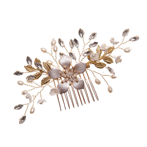 Tuanming European and American bridal hair comb and hair ornaments hand-woven flower pearl comb hair accessories side hair styling accessories