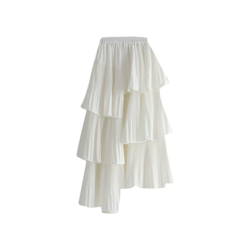 Новая юбка-платье 2025 года, асимметричная юбка, весенне-осенняя, с завышенной талией, средней длины, стройнящая, плиссированная юбка