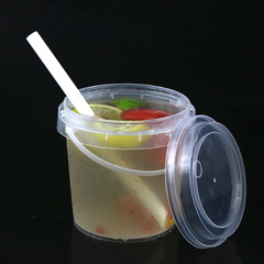 Factory-Sold 1000ml Hollow-Design Couple-Size Milk Tea & Fruit Cups: Portable Beverage Bucket, Plastic Packaging Container, Milk Tea Barrel