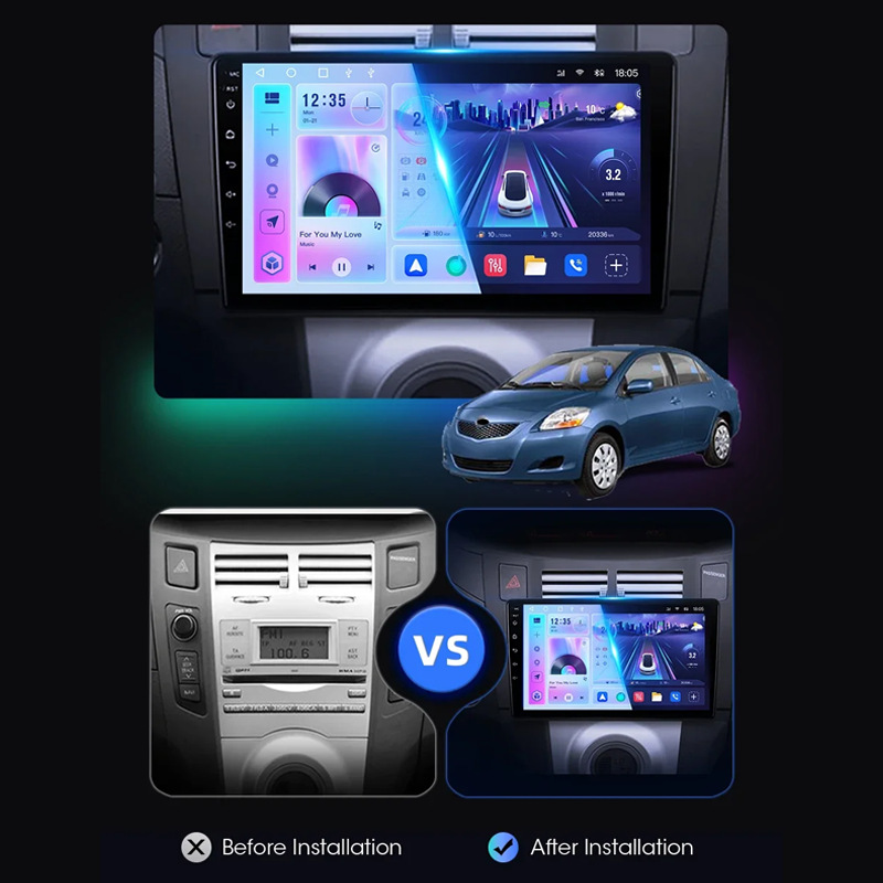 Suitable for Toyota Yaris 05-12 Gps Android Car Navigator Bluetooth Reversing Image Carplay