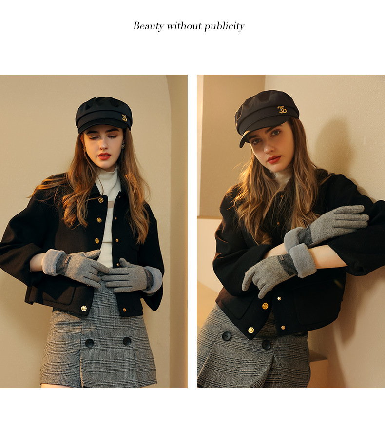 25 Wool Cashmere Gloves For Women Fleece Lined Thickened Cold-Proof Warm Cycling Driving Touchscreen Winter_voghion.com