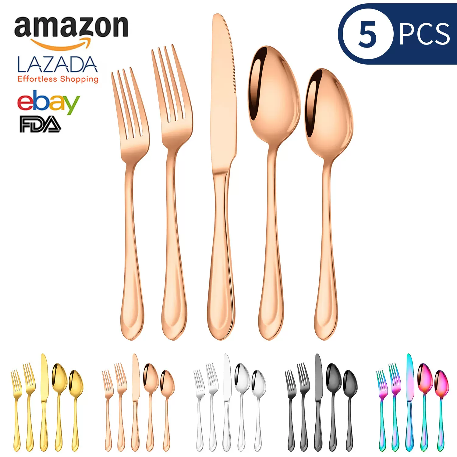 410不锈钢刀叉勺批发酒店西餐具 创意欧式圆尾牛排刀叉勺餐具套装