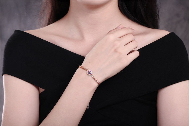 Simple Style Round Silver Bracelets Plating Zircon 925 Silver Bracelets display picture 5