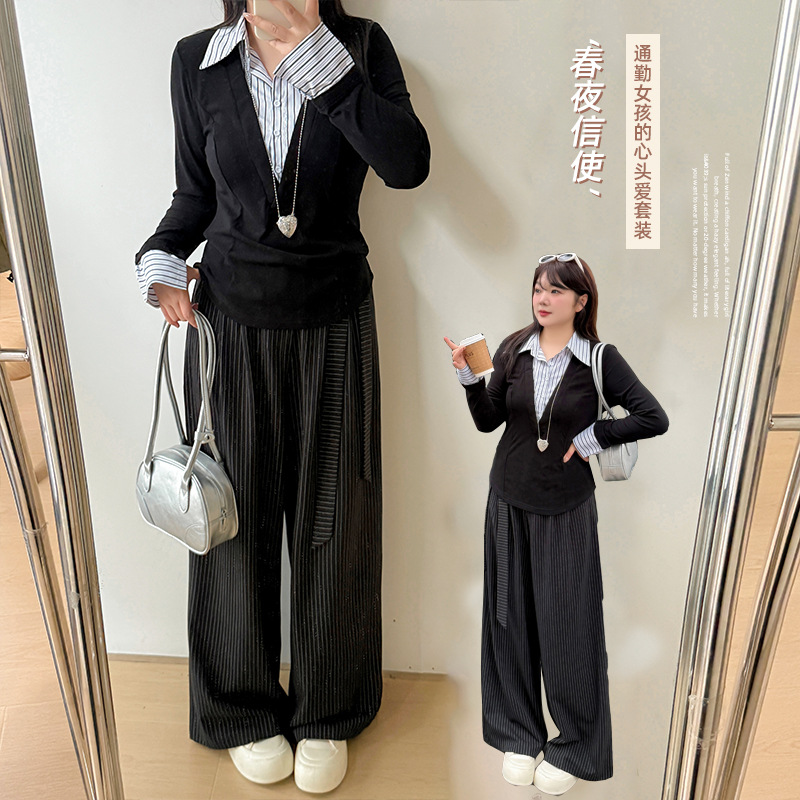   春  XL-4XL 大きいサイズ トップス＆ロングパンツ