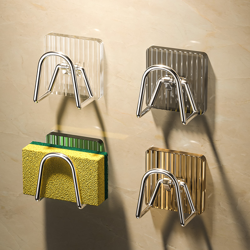 punch-free hook kitchen wall hanging thickened high load-bearing draining rack sponge rack multi-functional sink drain rack wholesale