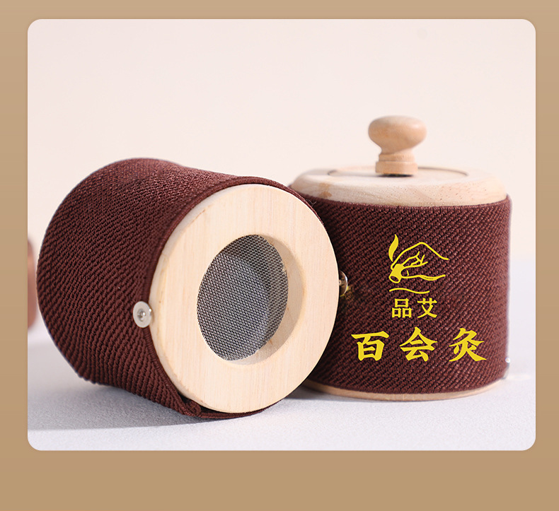 Baihui Moxibustion Box Portable Wooden Head Moxa Burner for Baihui Point Home and Travel Use details