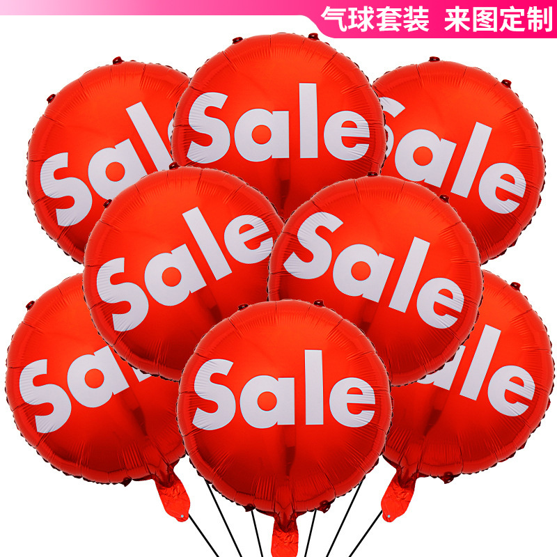 Globo de película de aluminio rojo SALE de 18 pulgadas Centro comercial Celebración del festival Descuento Decoración Promoción de productos Decoración de supermercado
