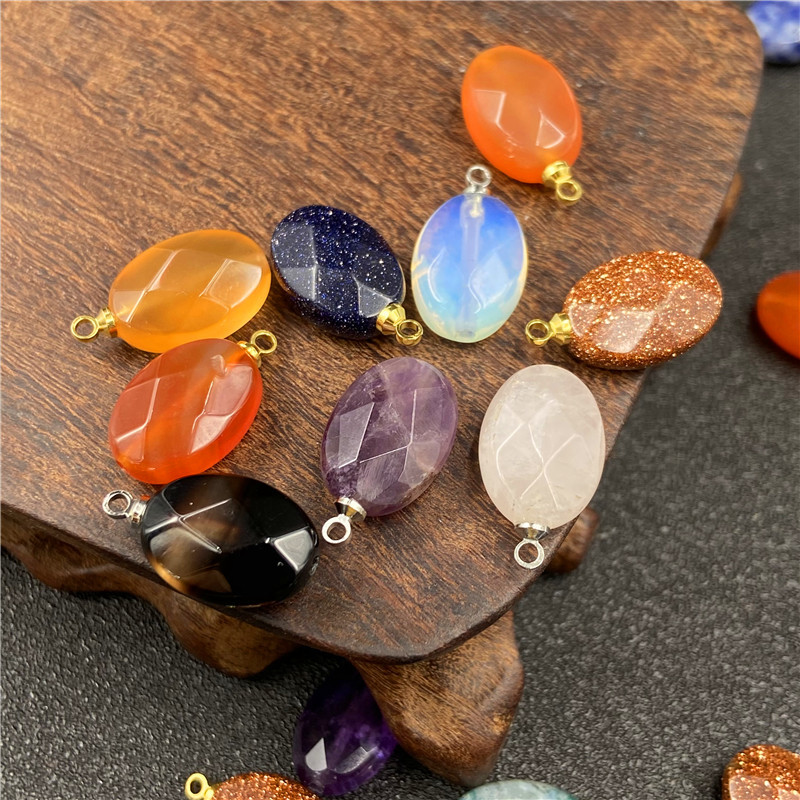 Retro Agate Oval Faceted Pendant Diy Material display picture 16