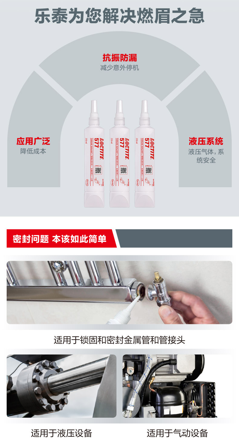 LOCTITE乐泰管道密封胶577 250ml金属管道胶 管密封剂 液态生料带-阿里巴巴