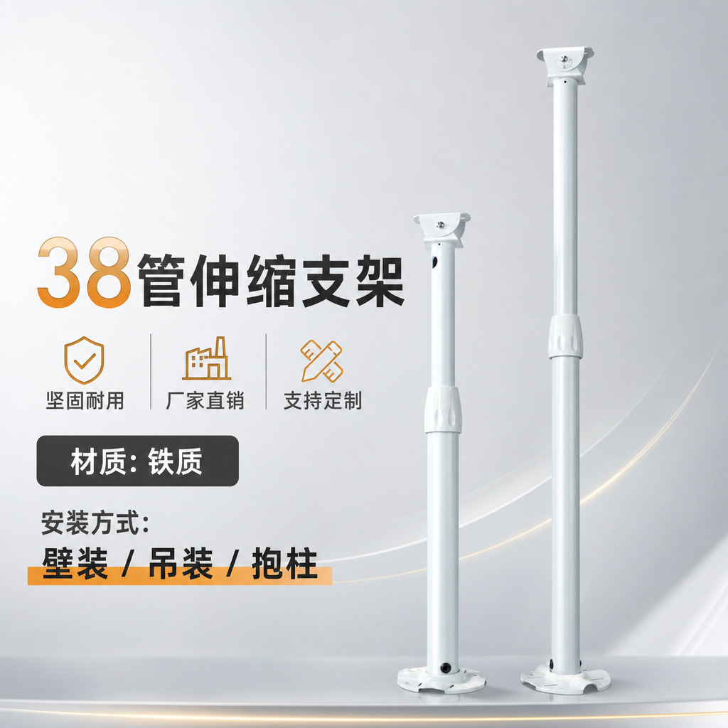 0.3-3米监控铁伸缩支架 拉伸I型吊装/立装通用监控机鸭嘴支架