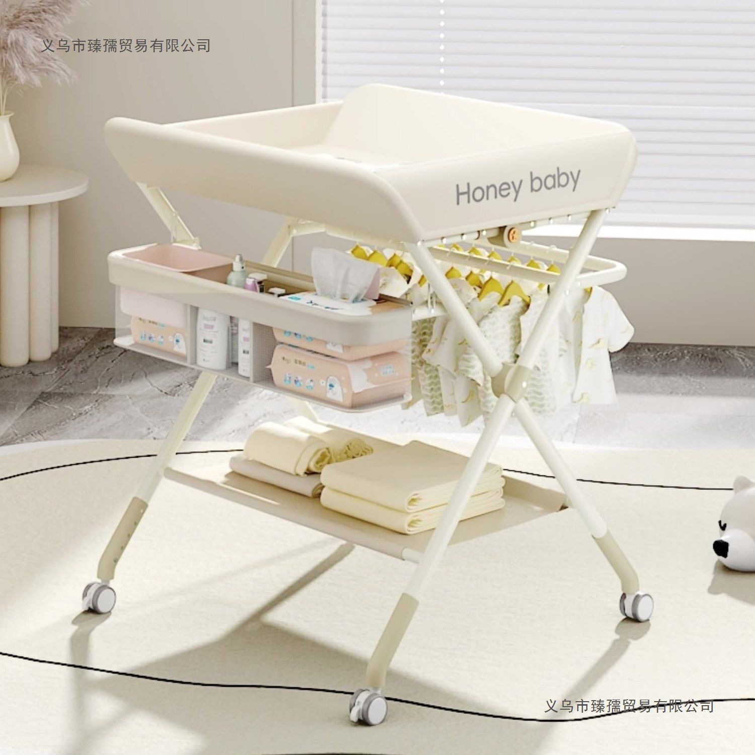 Diaper Table, Baby Care Table, Four-Sided Fence Crib, Removable Baby Bed, Multi-Functional Foldable Baby Bed
