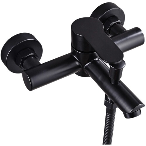 Stainless steel painted shower faucet household bathroom black hot and cold mixing valve triple bathtub shower faucet wholesale