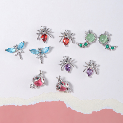 Electroplating 18K cute animal series earrings summer new niche design artistic dragonfly 925 silver needle wholesale