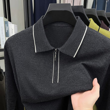 男士长袖含羊毛商务翻领半拉链打底毛衣休闲中年爸爸内搭套头上衣