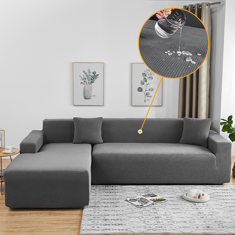 Waterproof high weight thickened four season all inclusive elastic sofa cover universal full cover chaise longue waffle sofa cover_voghion.com