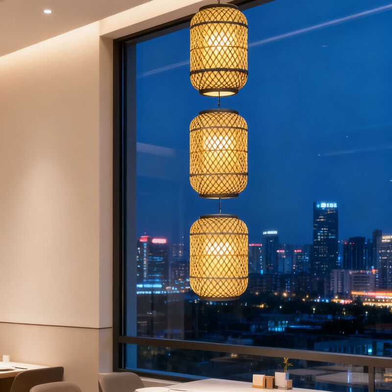 Series of Bamboo Lanterns, Bamboo Chandeliers, Outdoor Waterproof Handmade Bamboo Hot Pot Restaurants, B&Bs, Tea Rooms, Restaurant Lampshades