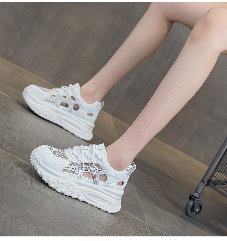 Giày sneaker chunky nữ đế dày mặt lưới thoáng khí phong cách thể thao — M2877 màu be, M2877 màu xanh lam, M2877 Màu tím chi tiết 11