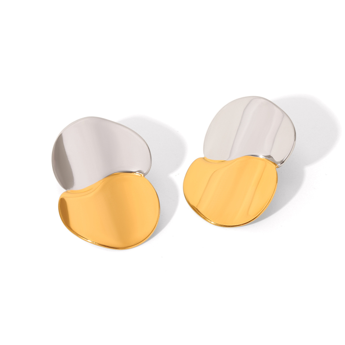 All Seasons Season Women's Gender Polished Finish Mixed Metal, Plating Design 1 Pair Classic Style Irregular Geometric Sun Mixed Metal Plating 304 Stainless Steel 18K Gold Plated Ear Studs