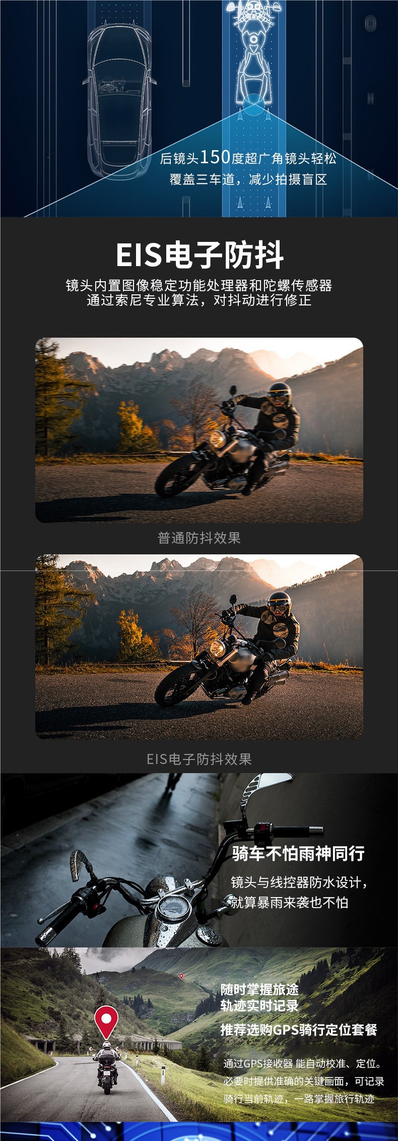 Digital Pigeon Motorcycle Dashcam 1080P HD Dual-Lens Waterproof Motorcycle Recorder with Parking Monitoring