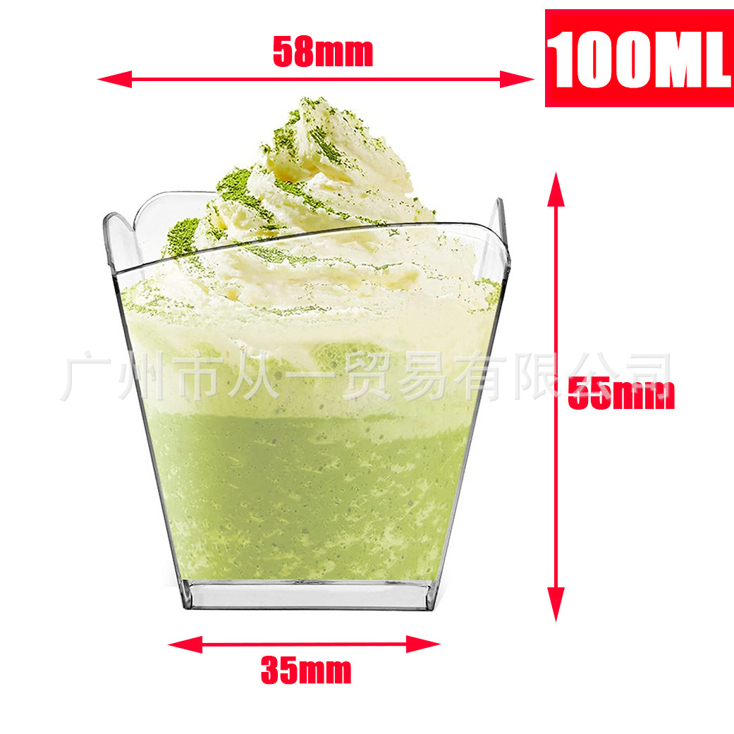 Vaso Desechable con Tapa para Pudín y Postres de Plástico PS Transparente
