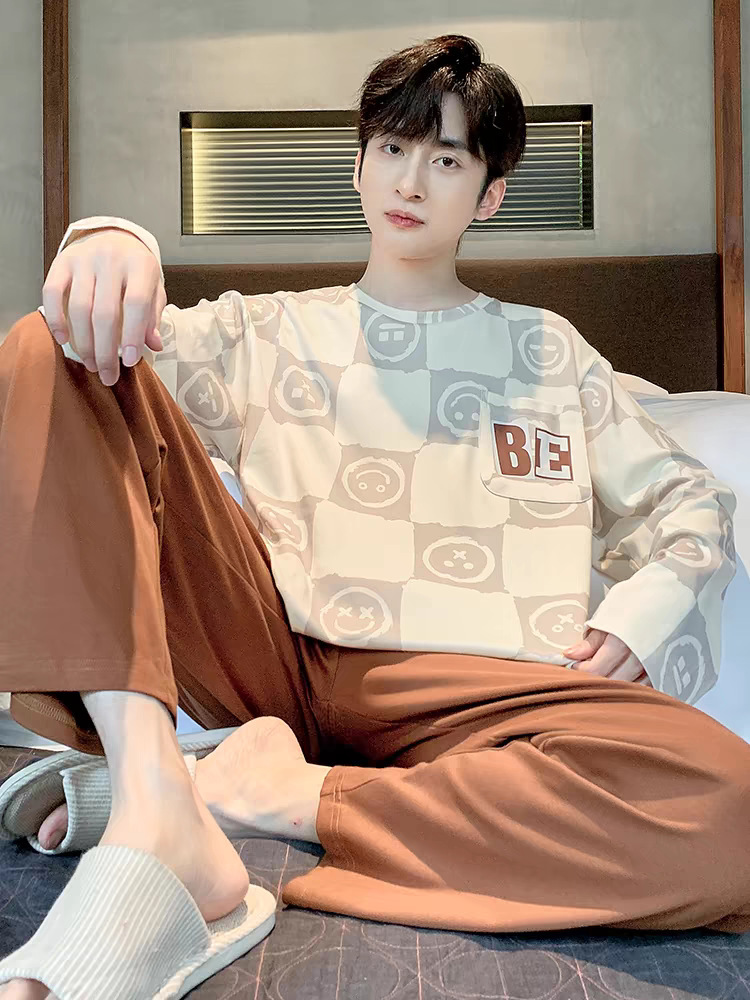 Pijamas transfronterizos de primavera y otoño de color sólido de gran tamaño juvenil ropa de casa set de mangas largas un fabricante de peluquería