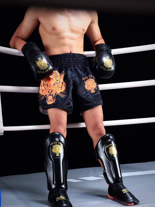 Mma Fighting Shorts with Tiger Head Design, Muay Thai Pants, Martial Arts and Combat Style, Lightweight and Breathable, Suitable for Boxing Gyms, Customizable with Logo