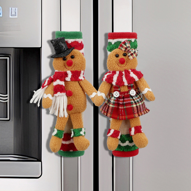 クロスボーダークリスマス装飾品ビスケット人冷蔵庫手袋電子レンジ保護カバードアハンドル家庭装飾|undefined