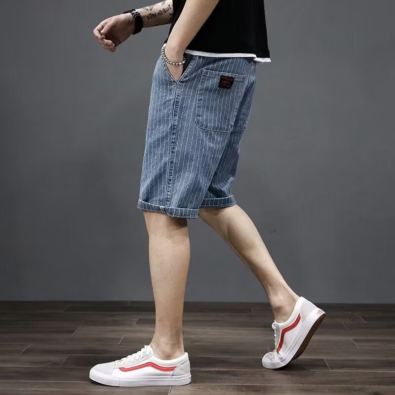 Men's Clothing Unisex Summer Starry Sky Pattern Denim Shorts Thin Ice Silk Straight Loose Fit Five Point Pants For Men_mkmklike.com