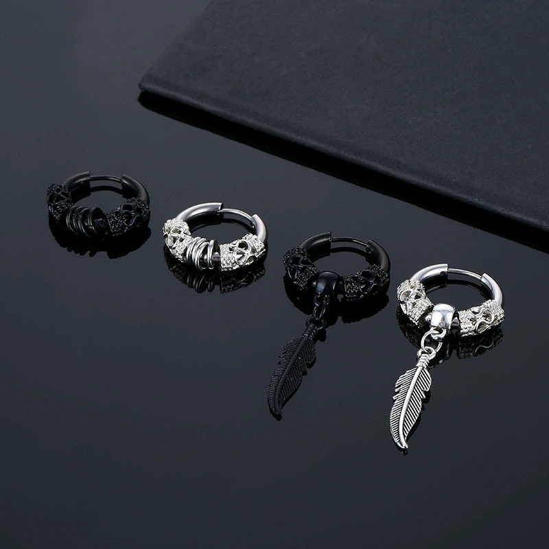 Винтажные круглые проволочные серьги с подвеской в виде тибетского дракона из нержавеющей стали, Пряжка для ушей из титановой стали, мужские и женские серьги-кольца в стиле хип-хоп