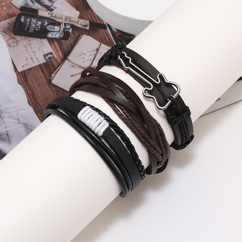 34g Weight Bangle Classification 1 Piece Quantity Street Occasion Pu Leather Material Solid Color Pattern Men's Gender Printing Design Hip-Hop, Retro Style Hip-Hop Retro Solid Color Pu Leather Printing Men's Bangle Men Cord & Leather Bracelets 6