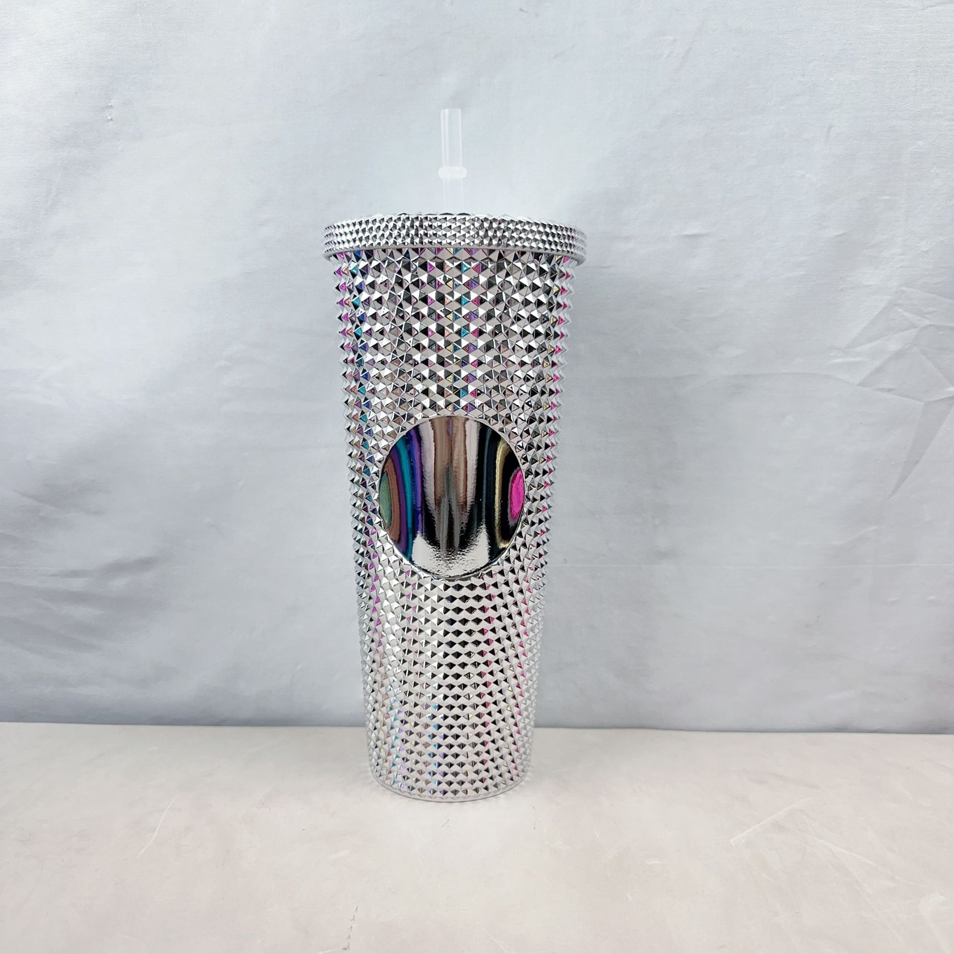 Taza transfronteriza Taza de agua Taza de plástico de doble capa Taza de paja Taza de agua Taza Xingba Taza de paja con tapa Taza de durian galvanizado