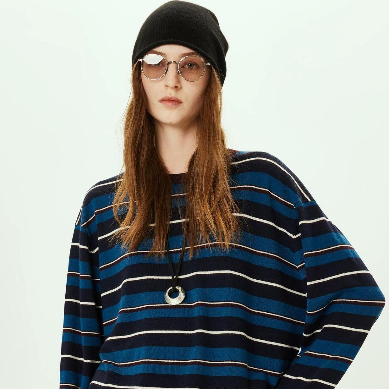 Открывная комната/INS взрыв огонь может быть машинной стирки шелковицы шелковицы шерсти смешанные ретро-контрастные цветные полоски утолщенный силкообразный трикотаж