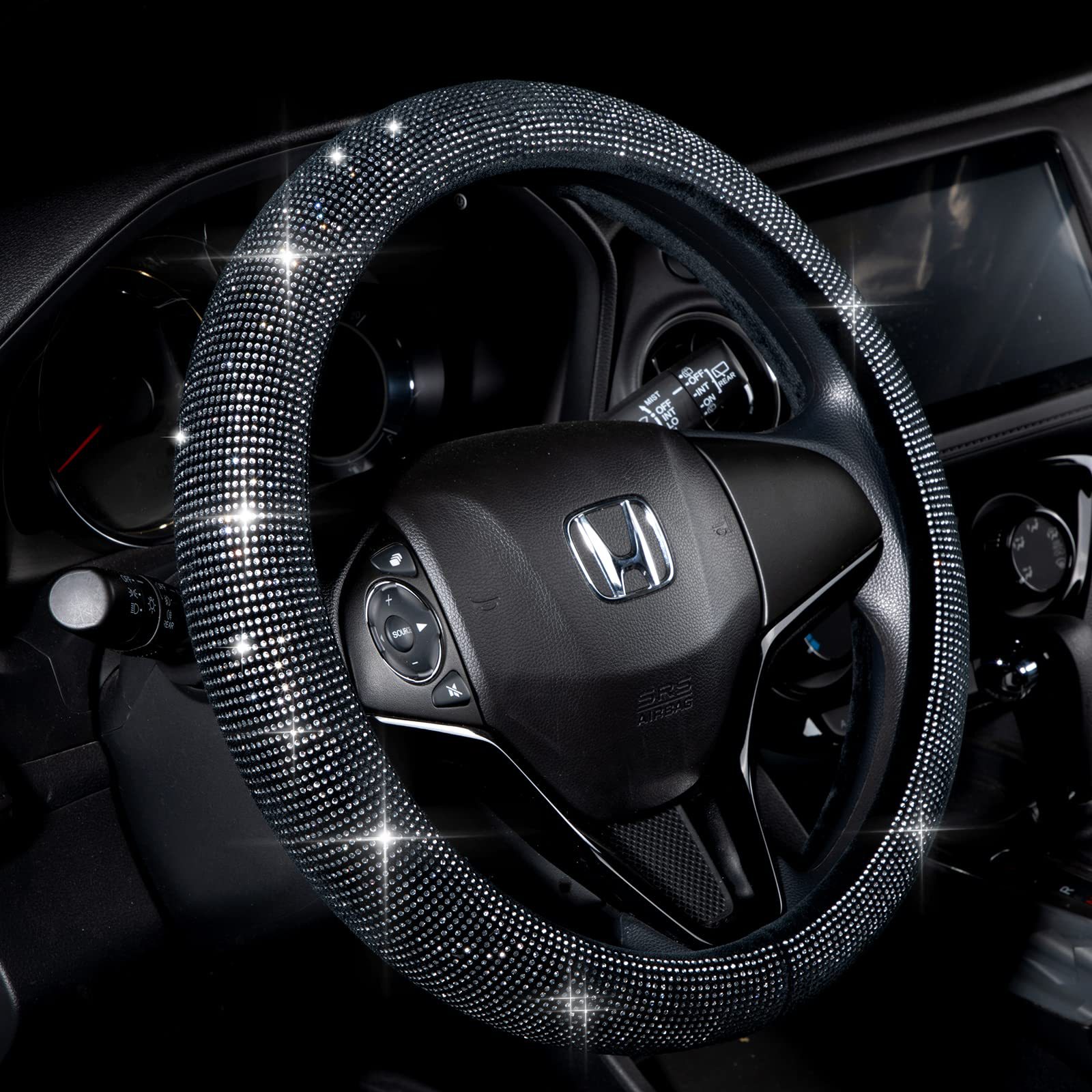 Source Factory Cross-Border Car Diamond-Studded Steering Wheel Cover with Inner Ring, Full Rhinestone Car Interior Handle Cover