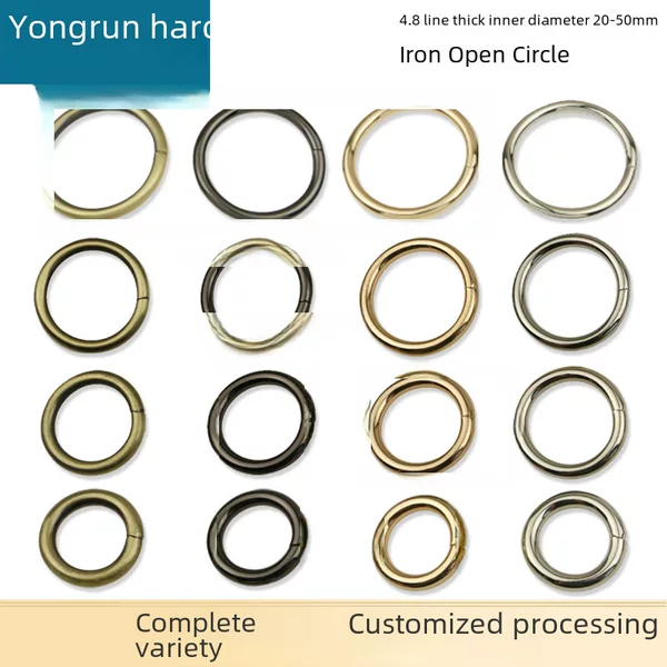 Wholesale bag hardware accessories opening ring opening circle connection buckle opening coil bag with lifting ring light gold Black