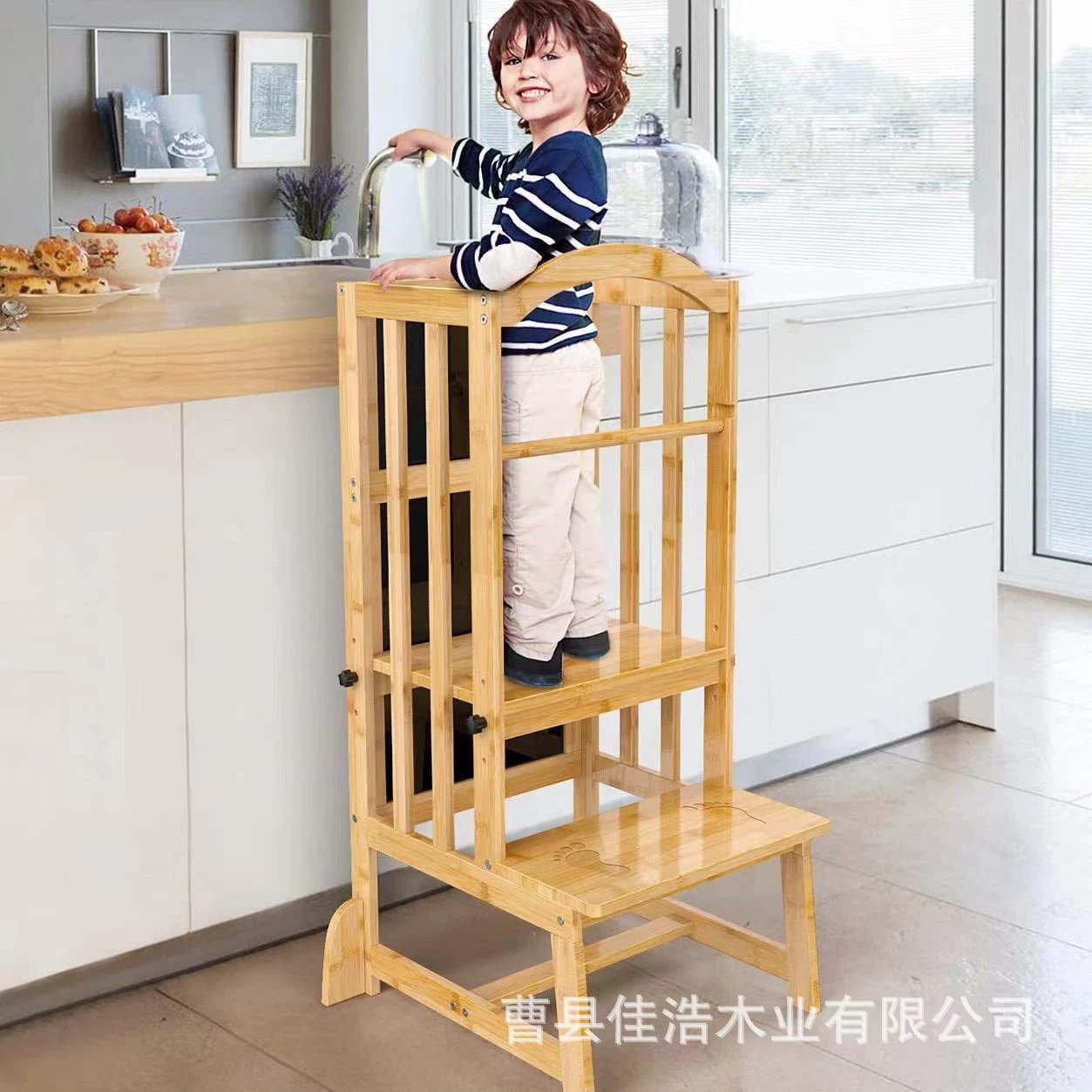 Детская кухонная подставка для ног с регулировкой высоты, башня для обучения малышей, бамбуковая деревянная подставка с ножным управлением, ступенька-помощник для малышей