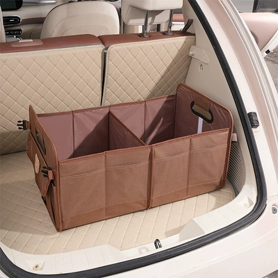 Car Trunk Storage Box Multifunctional Car Storage Box Oxford Cloth Large Capacity Car Storage Box (Car storage bag/box) - trunk-storage-bag-brown-with-bear-head-sticker