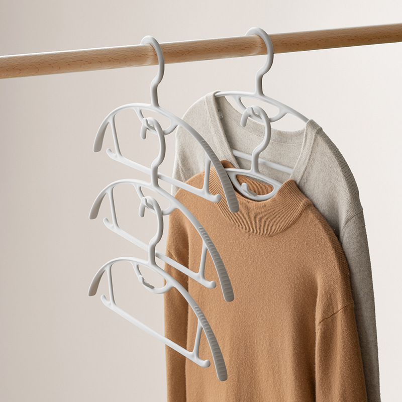 ウェット＆ドライショートネックハンガー プラスチック滑り止めハンガー ワードローブ 省スペース収納 洋服サポート シームレス M型ハンガー|undefined