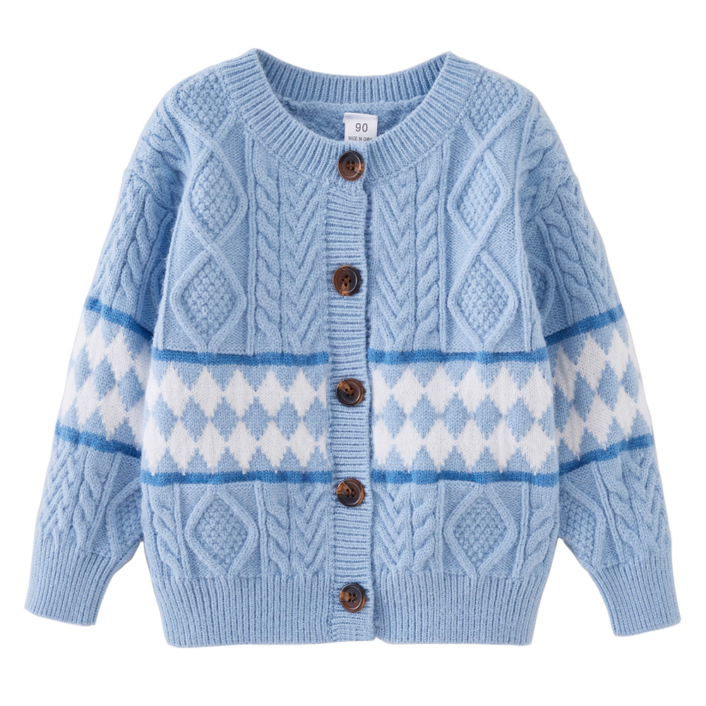 Ropa para niños Otoño e Invierno engrosada suéter para niños cardigan pequeños niños y niñas suéter cardigan abrigo de lana superior al por mayor