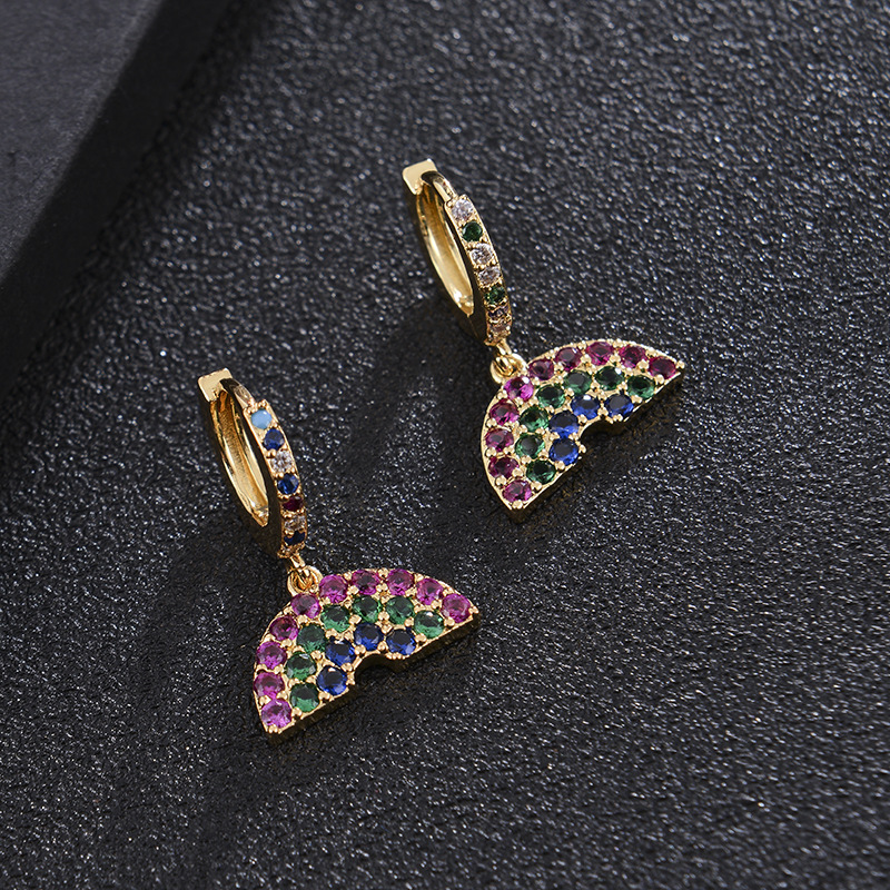 New Fish Bone Inlaid Diamond Long Earrings Wholesale display picture 7