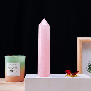 Natural Madagascar Pink Crystal Column Rough Stone Hexagonal Prism Demagnetization Home Decoration Desktop Decoration Auspicious Gift