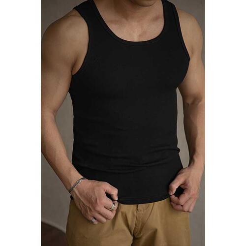 Summer high-stretch cotton vest for men, Korean style sports figure-fitting threaded sleeveless T-shirt, new style, pure rib