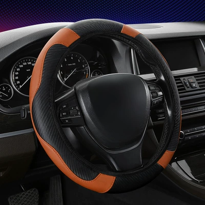 Steering wheel cover, steering wheel cover elastic carbon - orange-38cm