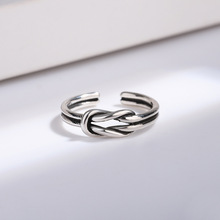 新款精致個性復古泰銀愛心結戒指女韓版簡約氣質開口戒指環手飾品