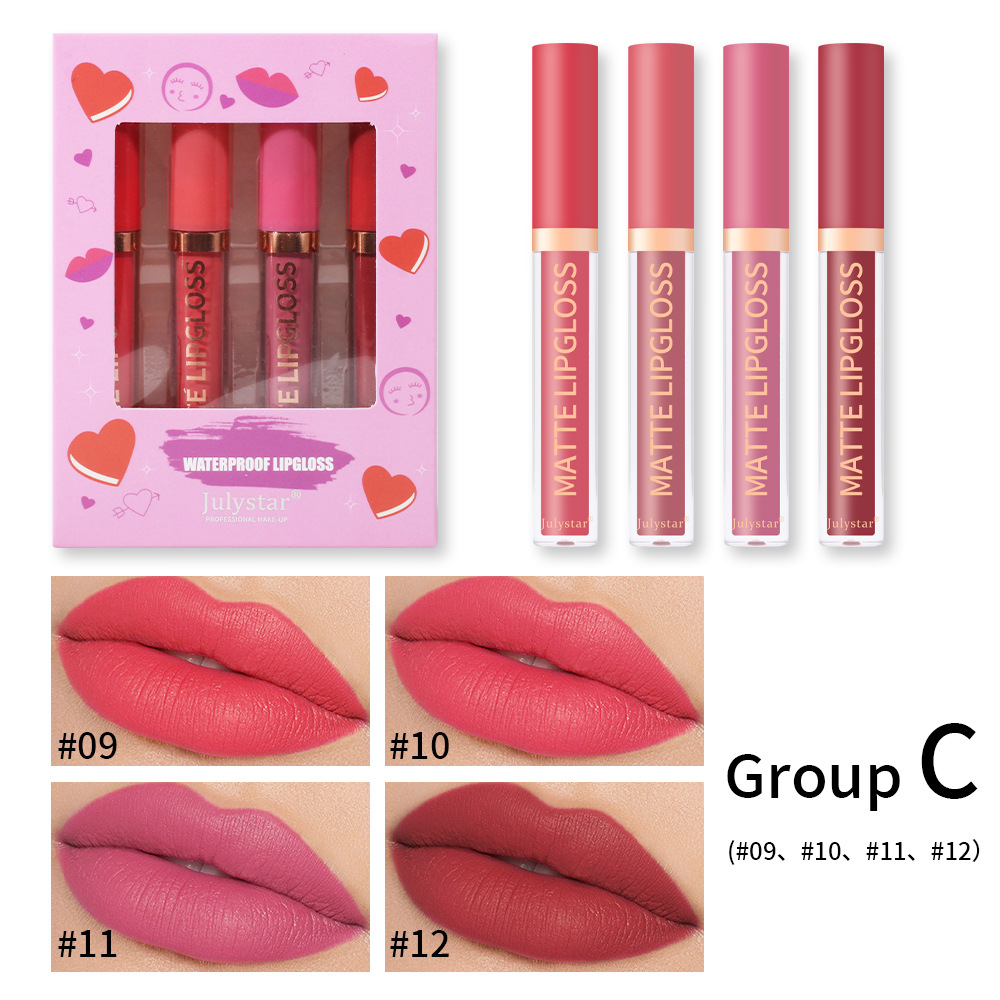 European and American velvet matte lipstick set, cross-border natural, long-lasting, non-fading and non-sticking lip gloss set box wholesale undefined
