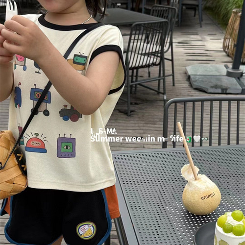 Children's short-sleeved T-shirt summer 2024 new boys' tops t-shirts handsome vests for small and medium-sized children summer fashion children's clothing