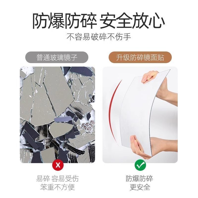 亚克力软镜子贴墙自粘穿衣镜全身镜家用粘贴试衣镜高清墙贴免打孔|undefined