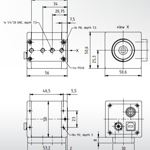 USB 2.0黑白工业摄像头  IMAGING映美精 DMK 31BU03.H