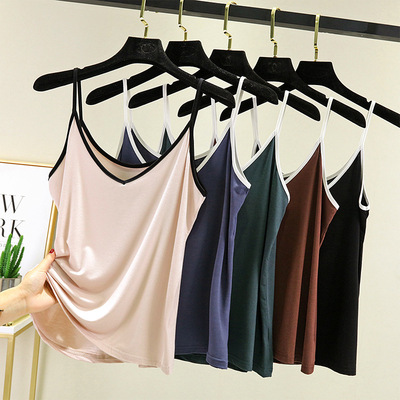 modal Sling summer Easy Large V-neck Sleeveless Base coat Thin section Self cultivation Show thin Internal lap jacket