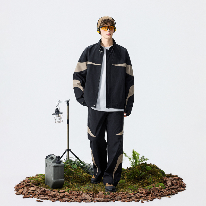 Cross-border jacket set for men and women, American-style spring and autumn waterproof color-block jacket, outdoor functional casual pants set wholesale Cross-border jacket set for men and women, American-style spring and autumn waterproof color-block jacket, outdoor functional casual pants set wholesale