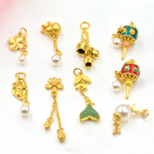 古法沙金哑金保色铃兰花珍珠流苏隔珠串珠diy饰品配饰手链项链配